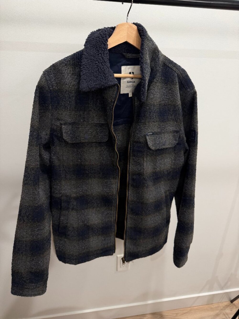 GARCIA Men's Plaid Fleece-Lined Sherpa Jacket